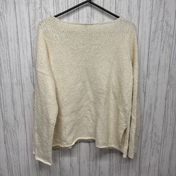Womens Size XS Eileen Fisher Oversized Ivory V Neck Sweater EUC - Picture 6 of 6